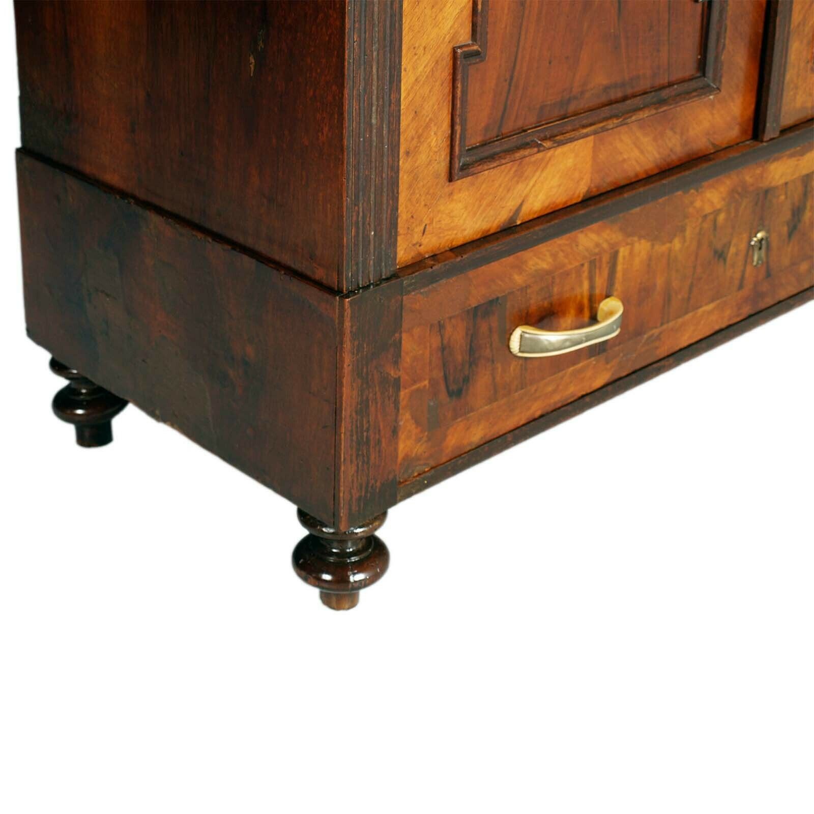 19th Century Austrian Biedermeier Wardrobe In Walnut And Walnut Veneer Wax Polished photo for sale