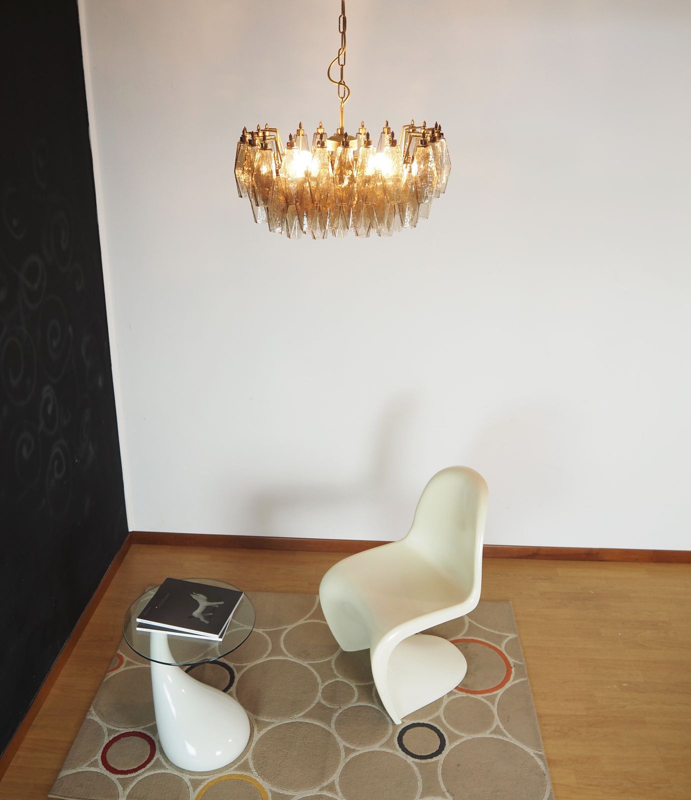 Elegant Murano Poliedri Chandelier   Carlo Scarpa   Smoked Glasses photo 1210.0