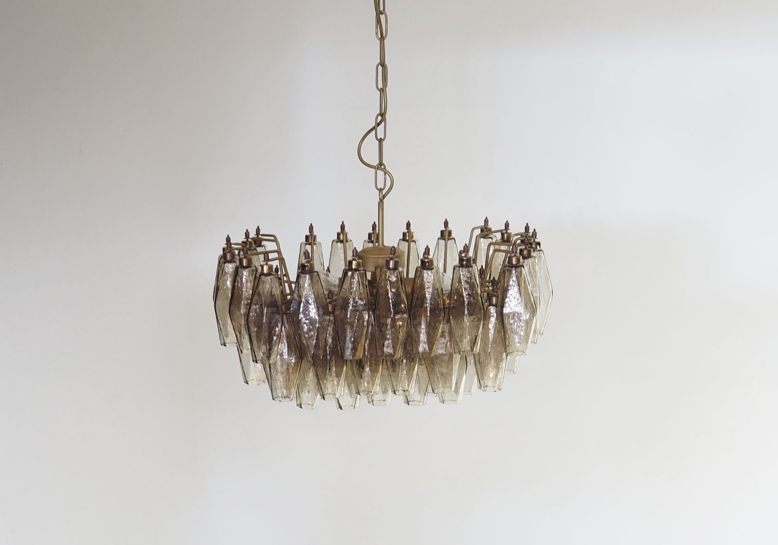 Elegant Murano Poliedri Chandelier   Carlo Scarpa   Smoked Glasses photo buy
