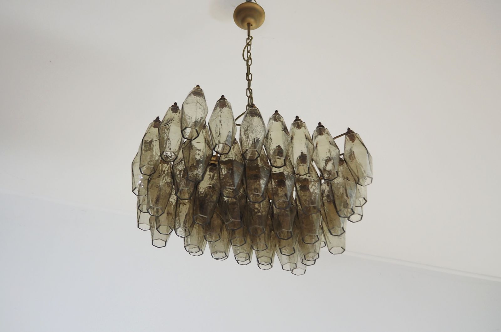 Elegant Murano Poliedri Chandelier   Carlo Scarpa   Smoked Glasses photo vintage