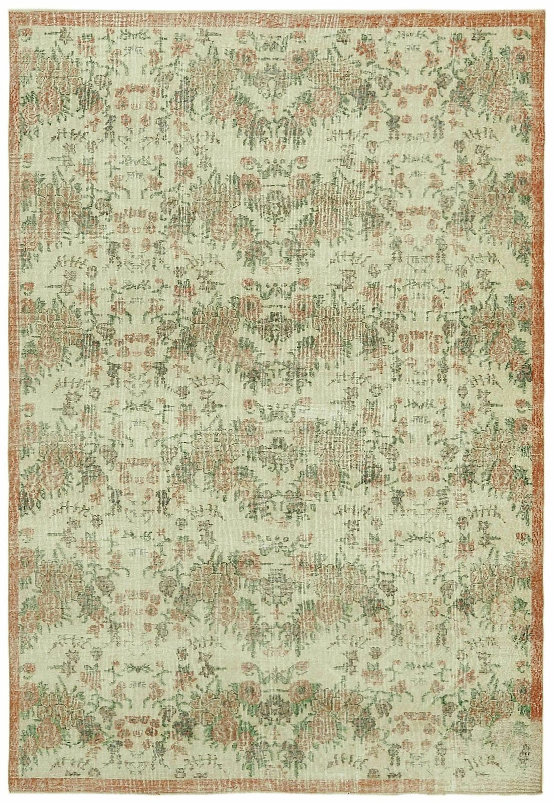 6x9 Beige Turkish Vintage Area Rug   42075