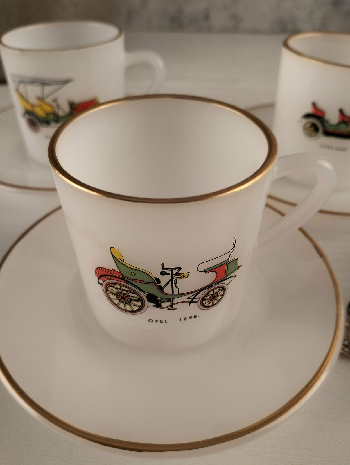 Arcopal   Arcopal France   Espresso Cups   White Cups   Gold Rim Cups   Arcopal France Cup   Gold Rim Coffee Cup   White Glass photo vintage