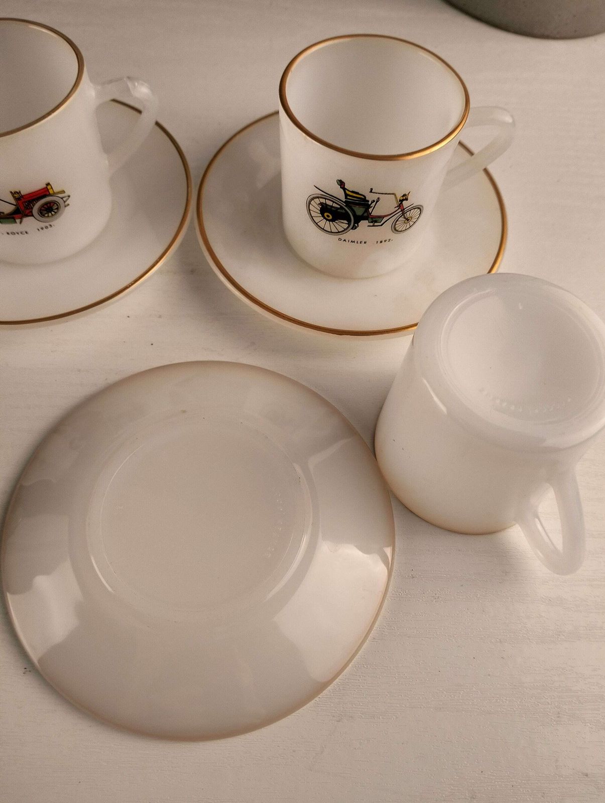 photo for sale Arcopal   Arcopal France   Espresso Cups   White Cups   Gold Rim Cups   Arcopal France Cup   Gold Rim Coffee Cup   White Glass