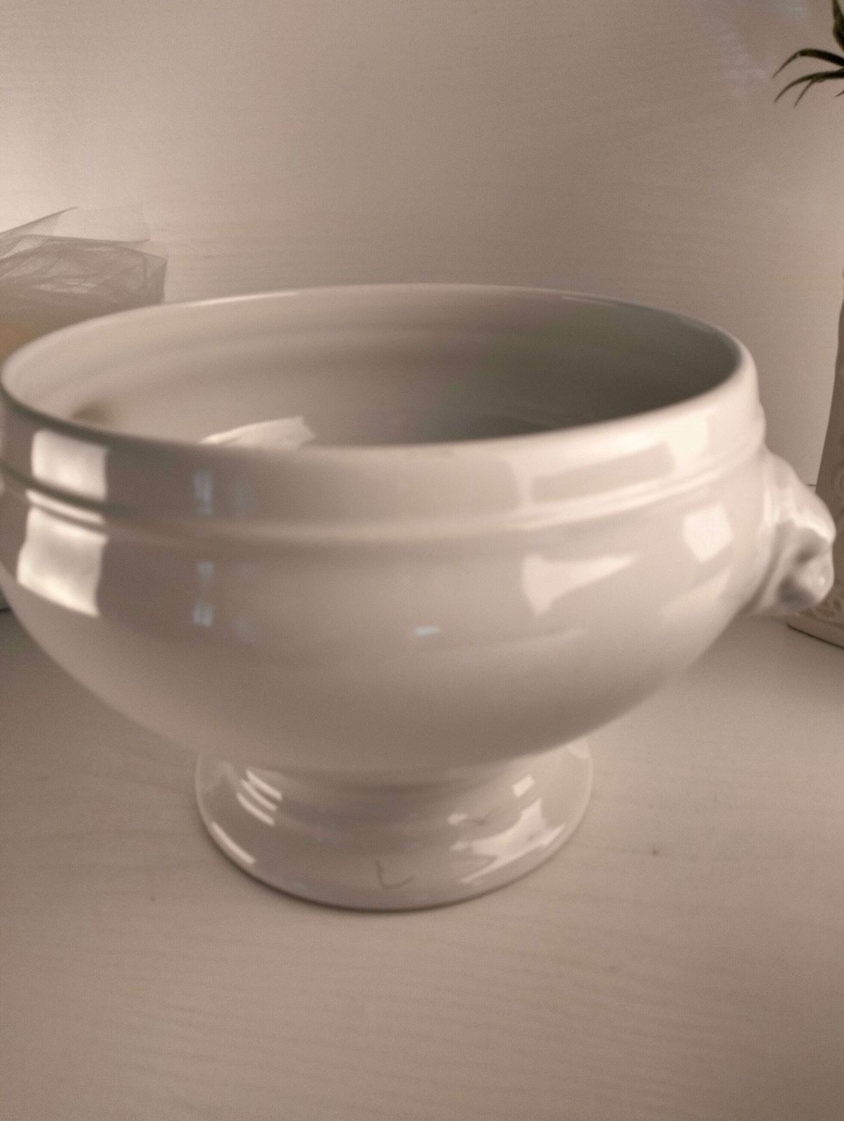 photo furniture French Vintage Large Lions Head Serving Bowls, French Vintage White Ironstone Tureen, Soup Serving Bowls, White Porcelain Jardinière