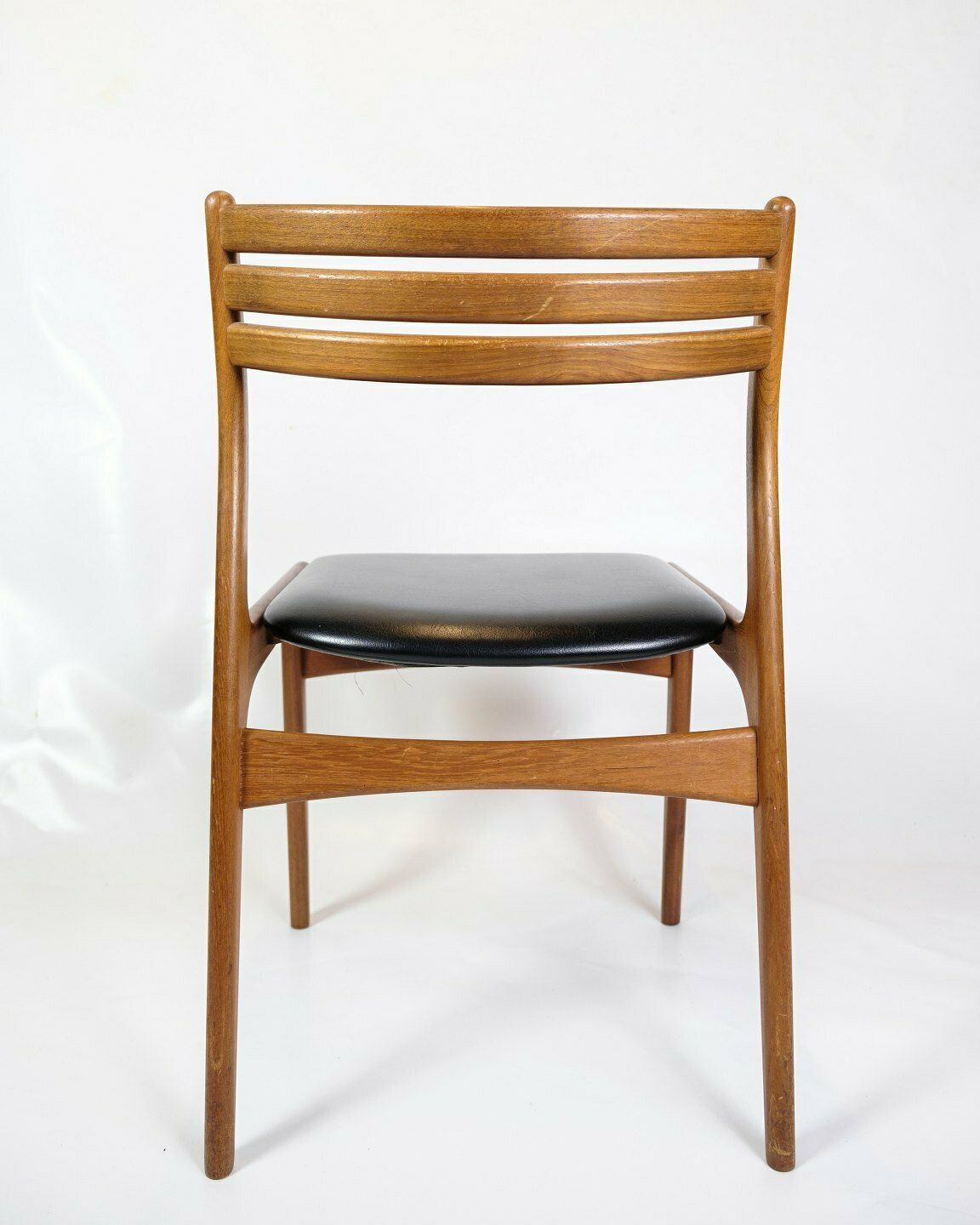 Set Of 6 Dining Chairs  Model U20 In Teak & Black Leather By Johannes Andersen For Uldum Møbelfabrik From 1960s photo vintage