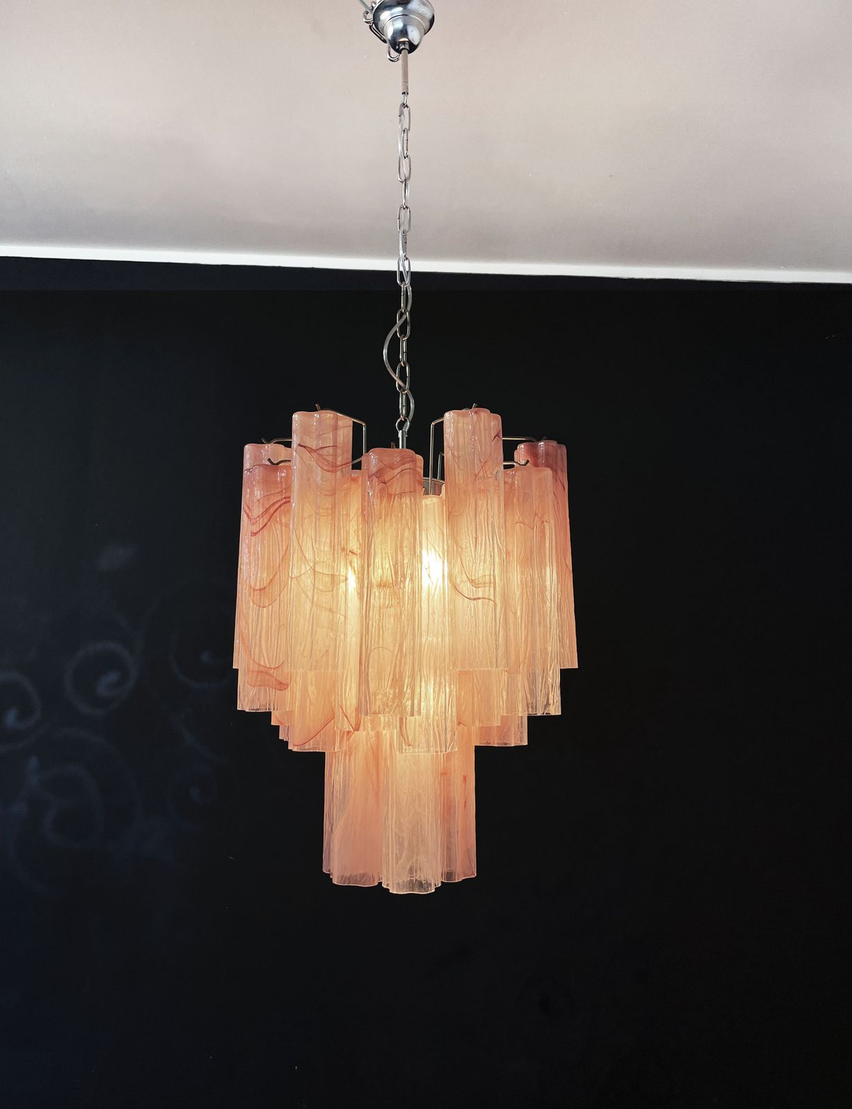 photo vintage Fantastic Glass Tube Chandelier   30 Albaster Pink Glasses