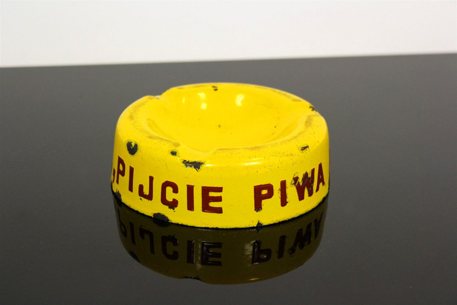 Karwinskie Brewery Metal Enamel Ashtray, Poland/Czech Republic, 1930s