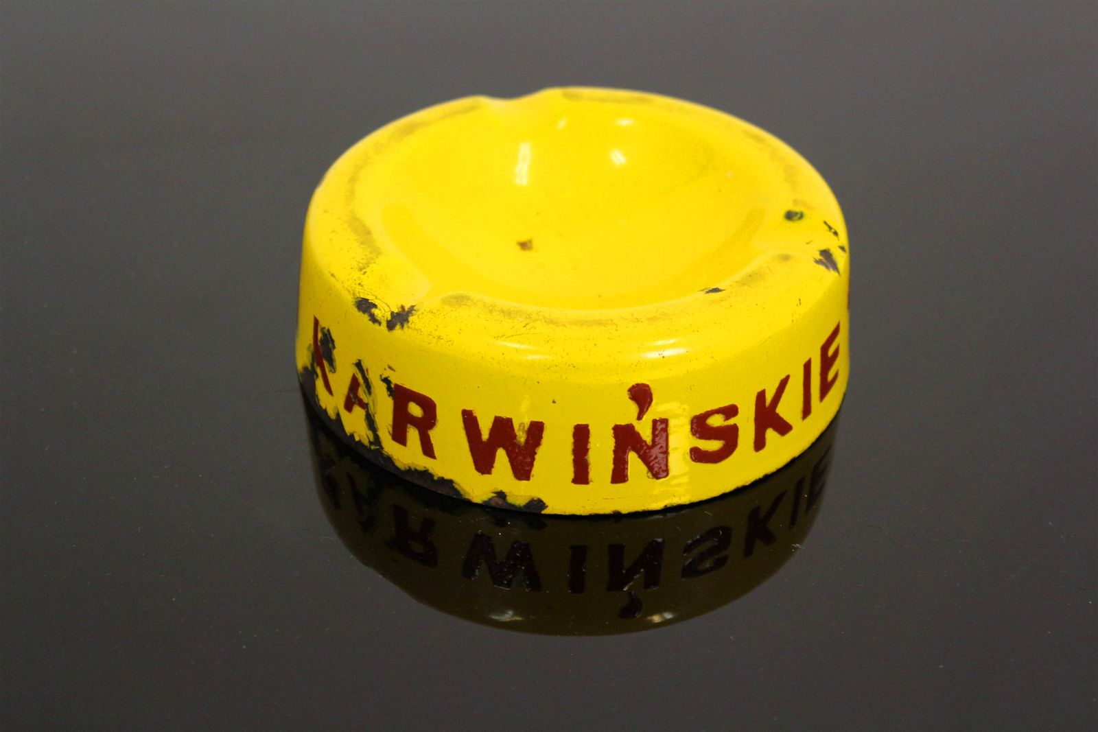 Karwinskie Brewery Metal Enamel Ashtray, Poland/Czech Republic, 1930s photo Home Decor