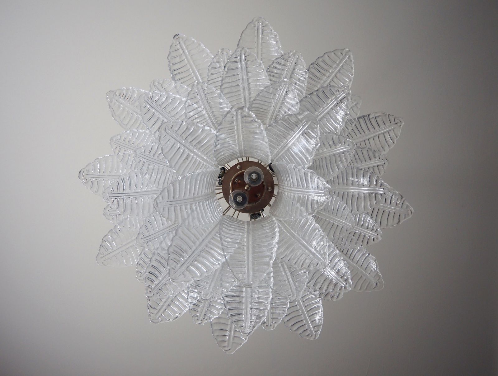 photo vinterior Italian Murano Three Tier  48 Transparent Felci Glass Chandelier