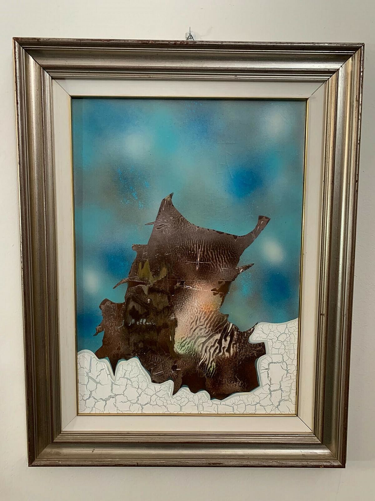 Sergio Melloni, Abstract Composition, Mixed Media Painting On Canvas, 1981 photo furniture