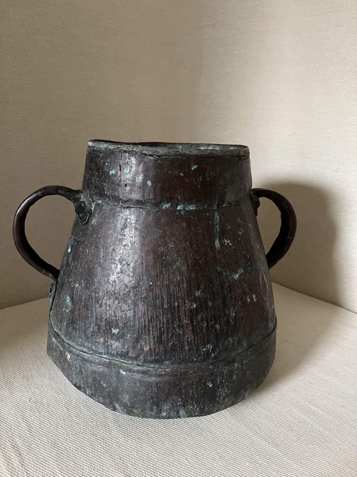 Wonderfully Aged Large Antique Copper Cauldron Of French Origin