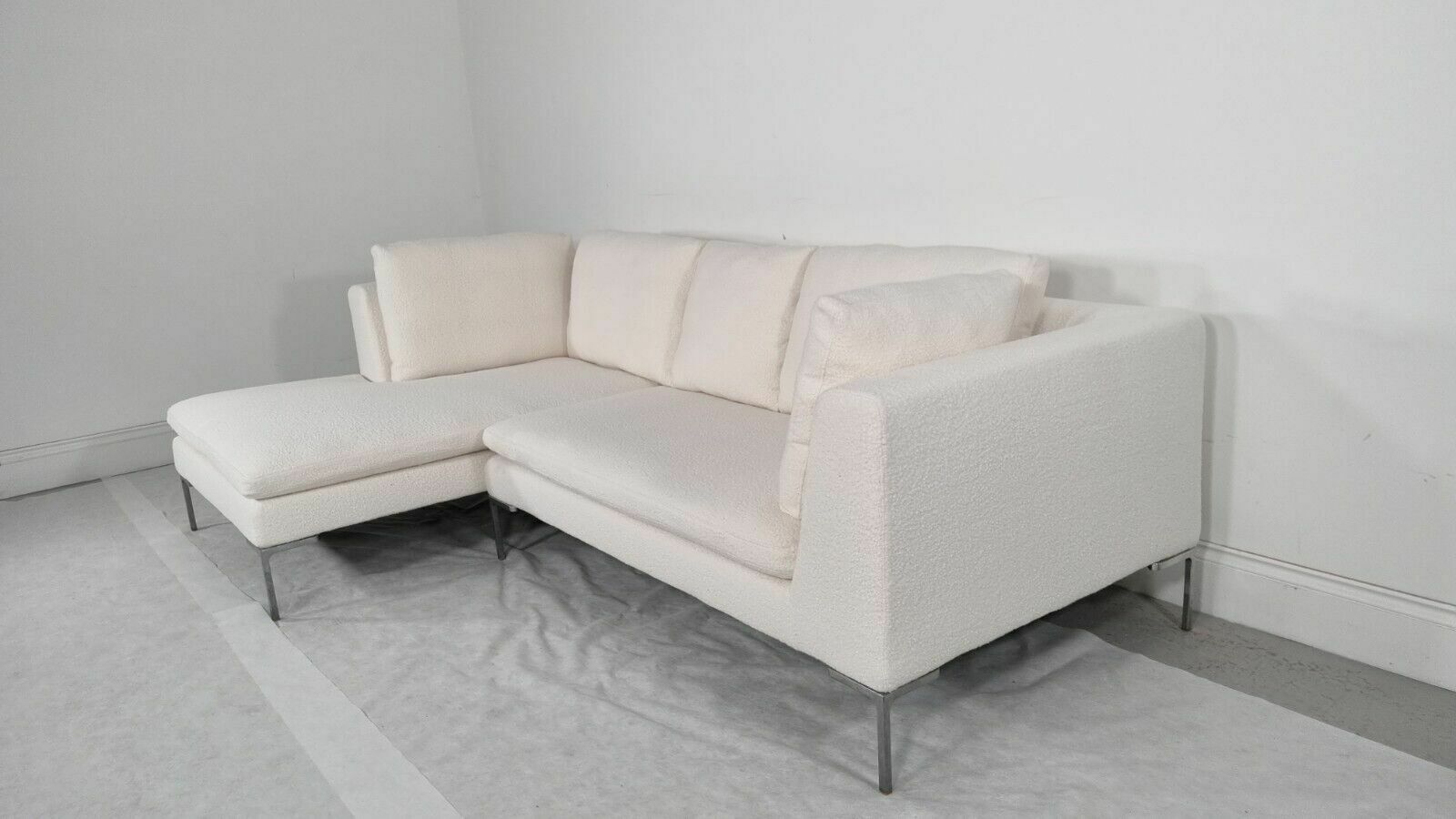 Stunning Bb Italia Charles L Shape In Luxuriously Soft White/Cream Boucle Fabric photo Furniture