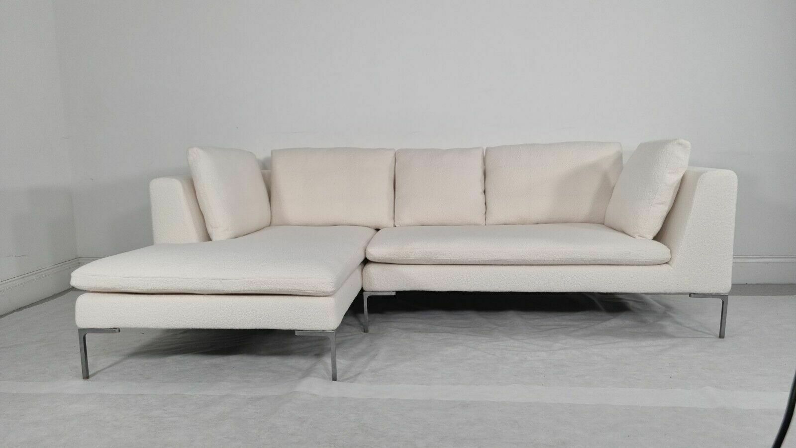 photo furniture Stunning Bb Italia Charles L Shape In Luxuriously Soft White/Cream Boucle Fabric