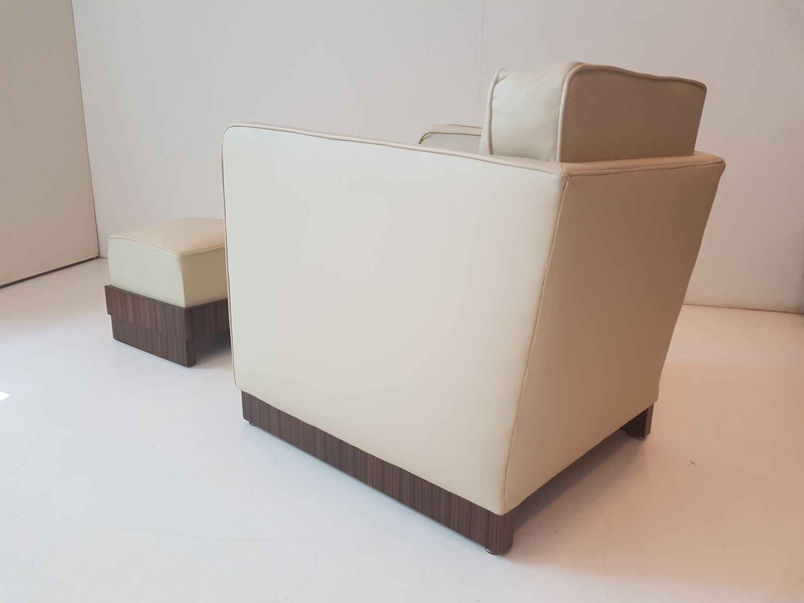 French Art Deco Chair And Footstool In Macassar Ebony. photo 1200.0