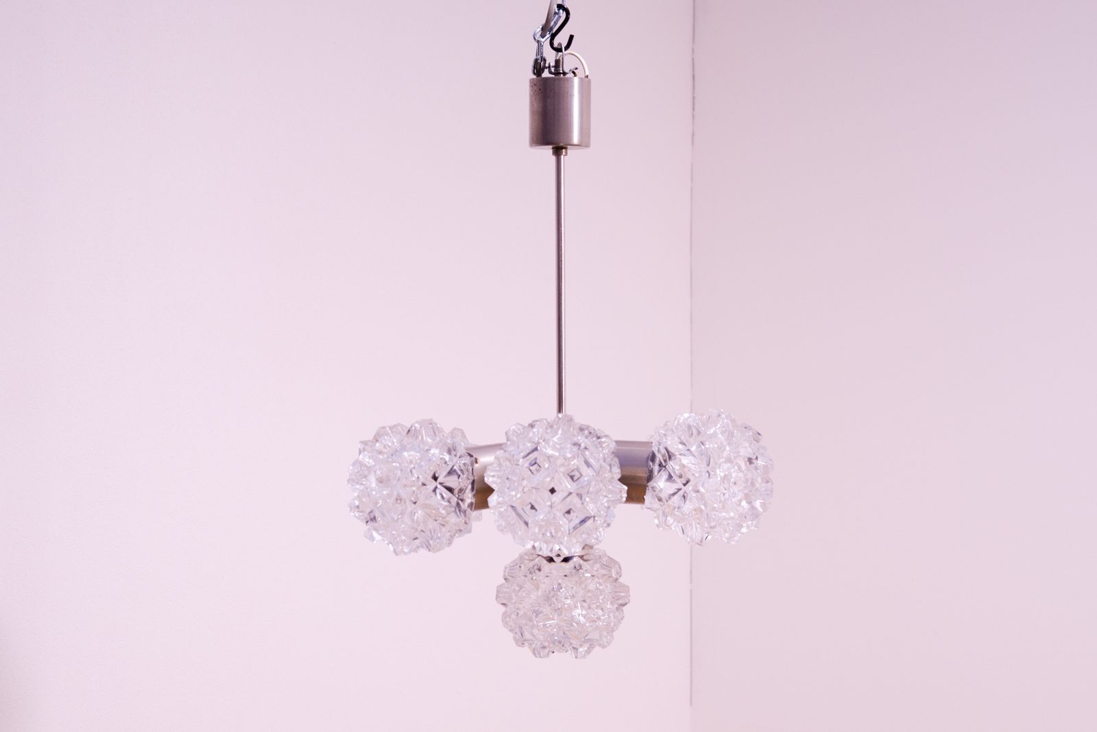 Very Elegant Cut Glass Pendant Chandelier For Kamenický šenov, 1970's
