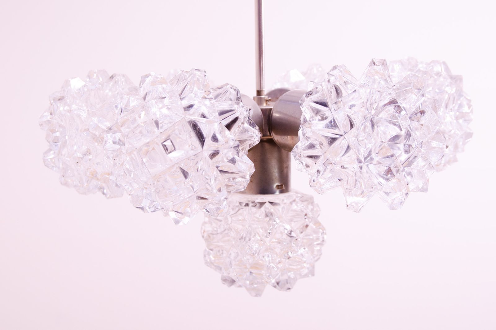 Very Elegant Cut Glass Pendant Chandelier For Kamenický šenov, 1970's photo Lighting