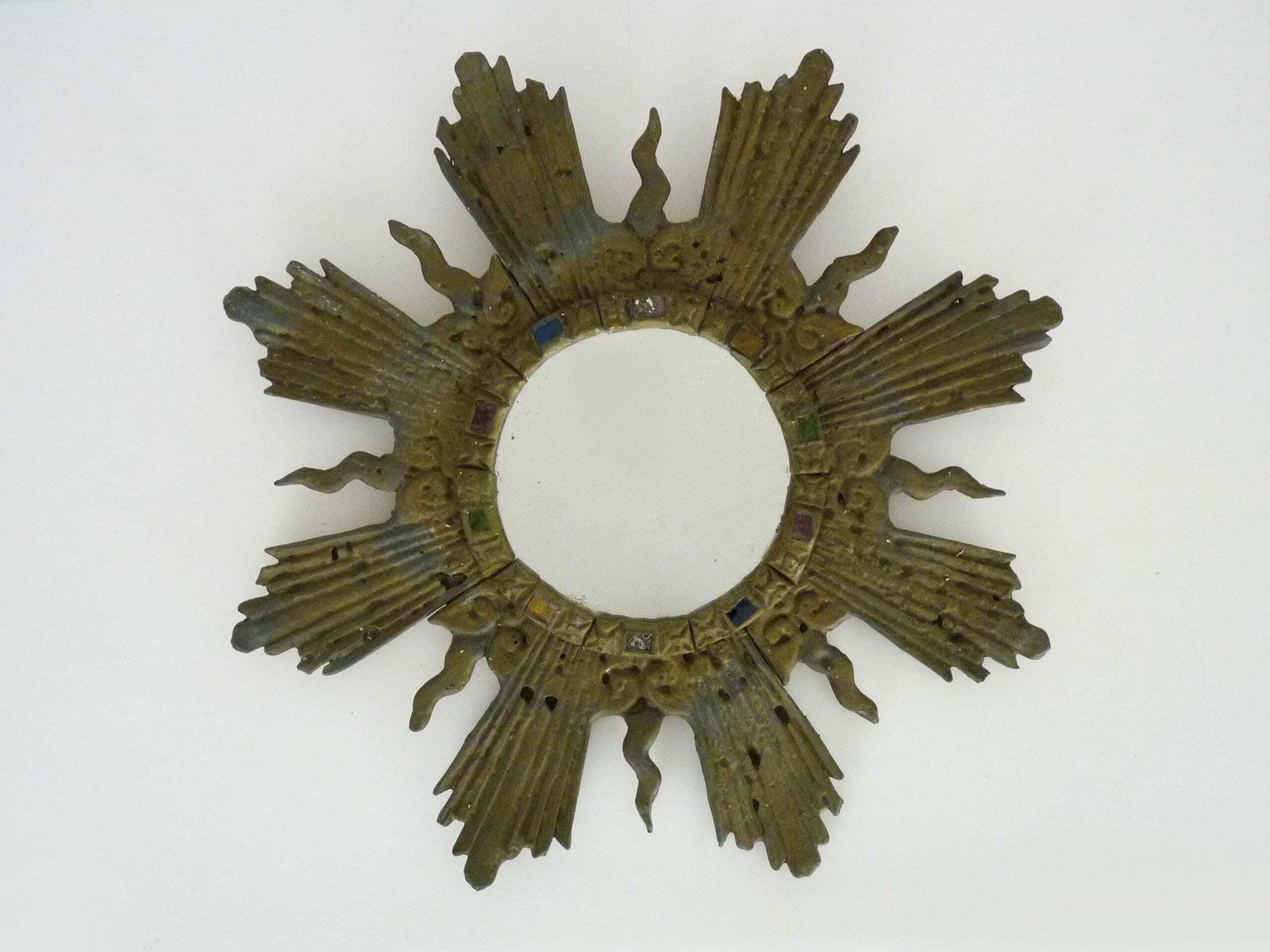 Old Lead Sun Mirror Line Vautrin Style Irena Jaworska