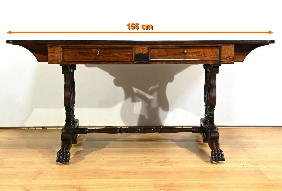 Desk Table With Shutters In Solid Rosewood, Restoration Period – Early 19th Century photo furniture