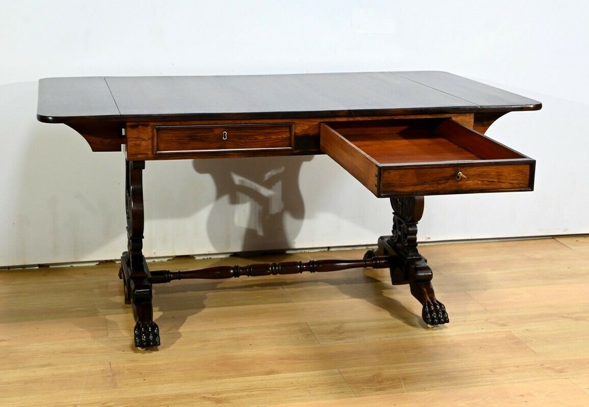 Desk Table With Shutters In Solid Rosewood, Restoration Period – Early 19th Century photo 2872.20483861