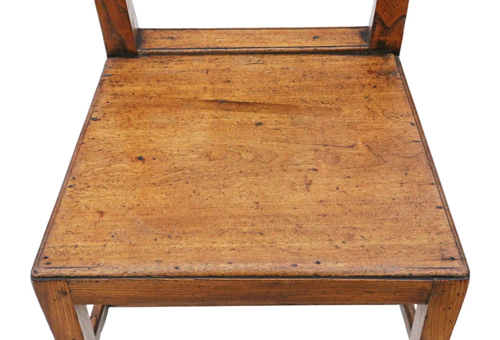 Furniture 19th Century Elm Kitchen Dining Chairs: Set Of 6 (5+1), Antique Quality photo