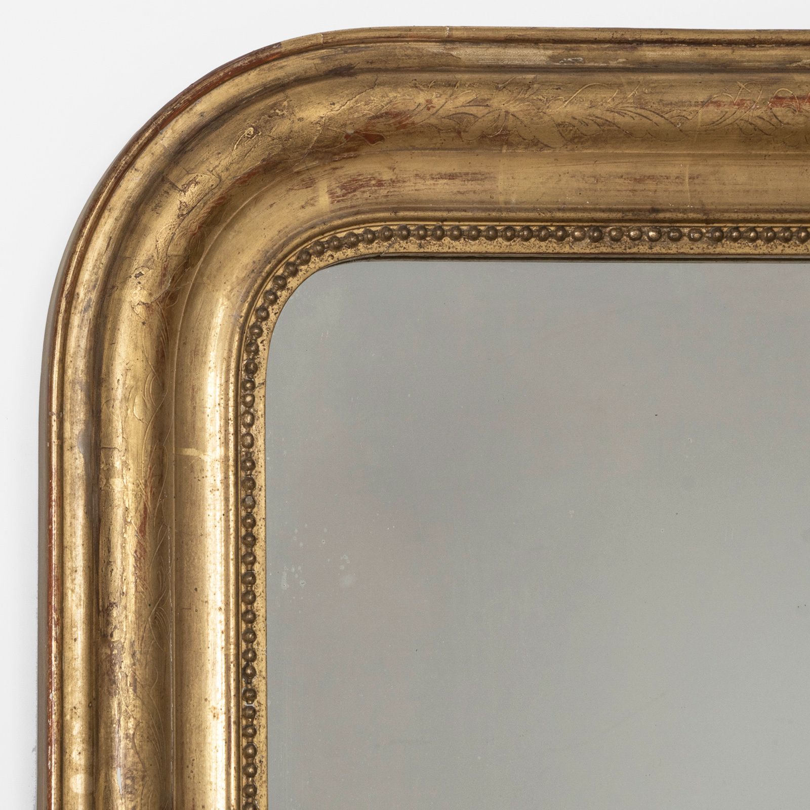 19th Century Antique French Louis Philippe Mirror With Leaf Etchings photo for sale