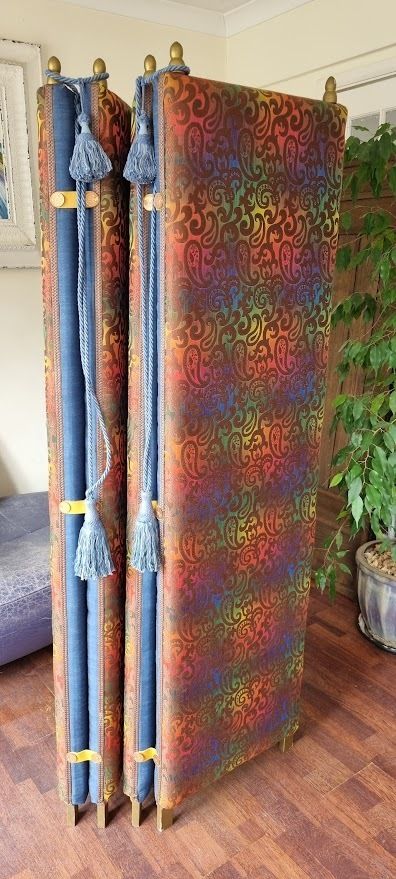 Stunning And Unique Mid Century Shot Silk Room Divider Screen photo for sale