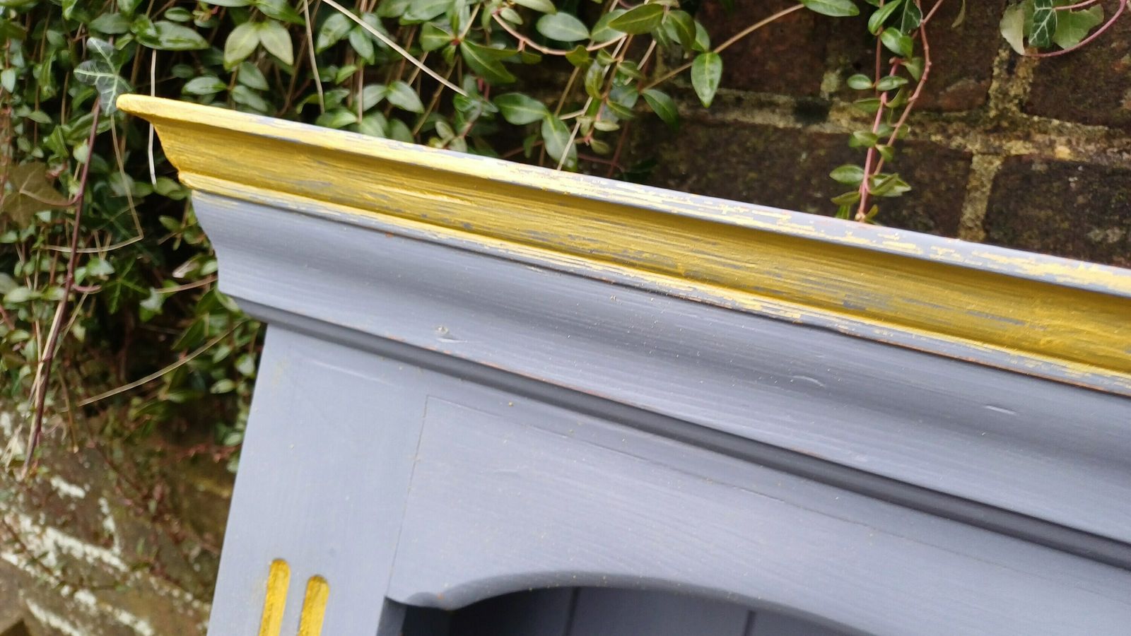 Superb Hand Painted Dark Grey Wall Shelves Gold Highlights Adjustable. Kitchen Bathroom Etc photo buy