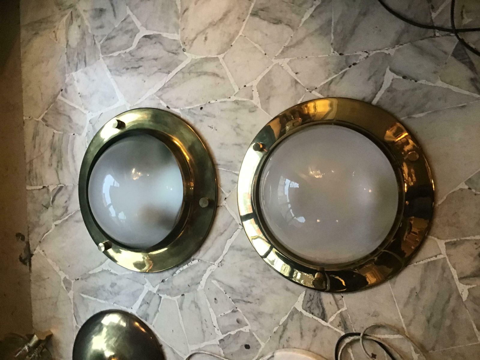 Azucena “Tommi” Luigi Caccia Dominioni Ceilling Light Sconces Brass Glass, 1950 photo furniture
