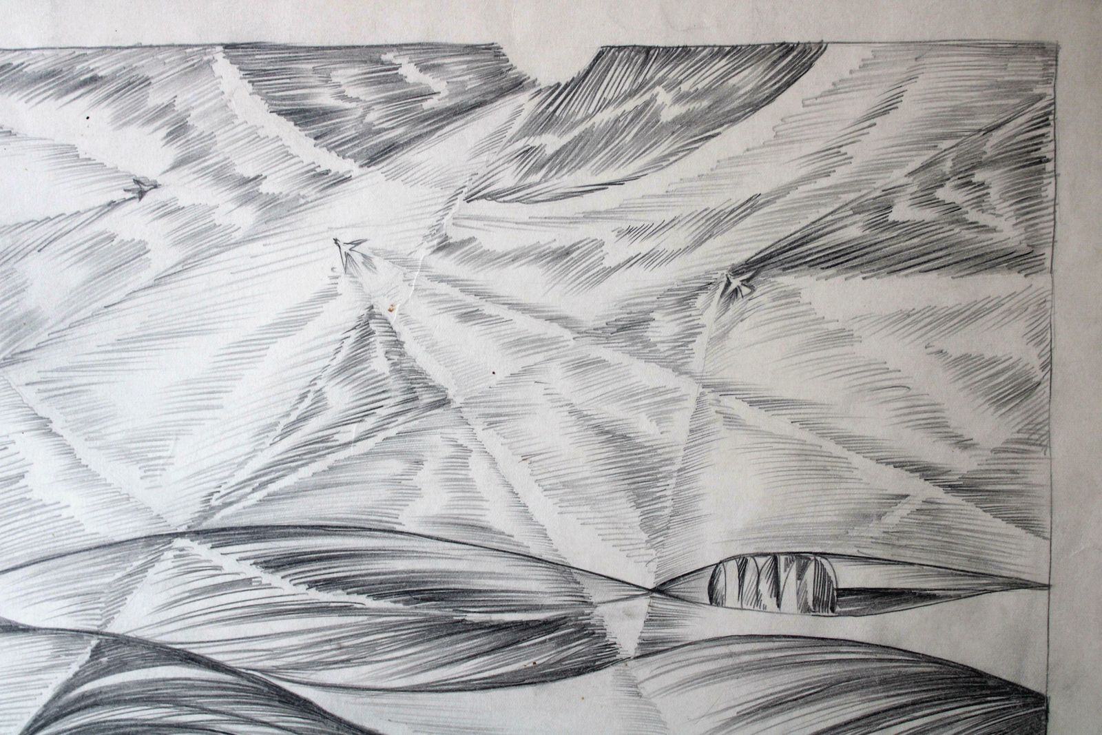 Dzidra Ezergaile Swallows By The Water. 1976, Paper, Pencil, 45. 5 X 40. 5 Cm 1976 photo 375.0