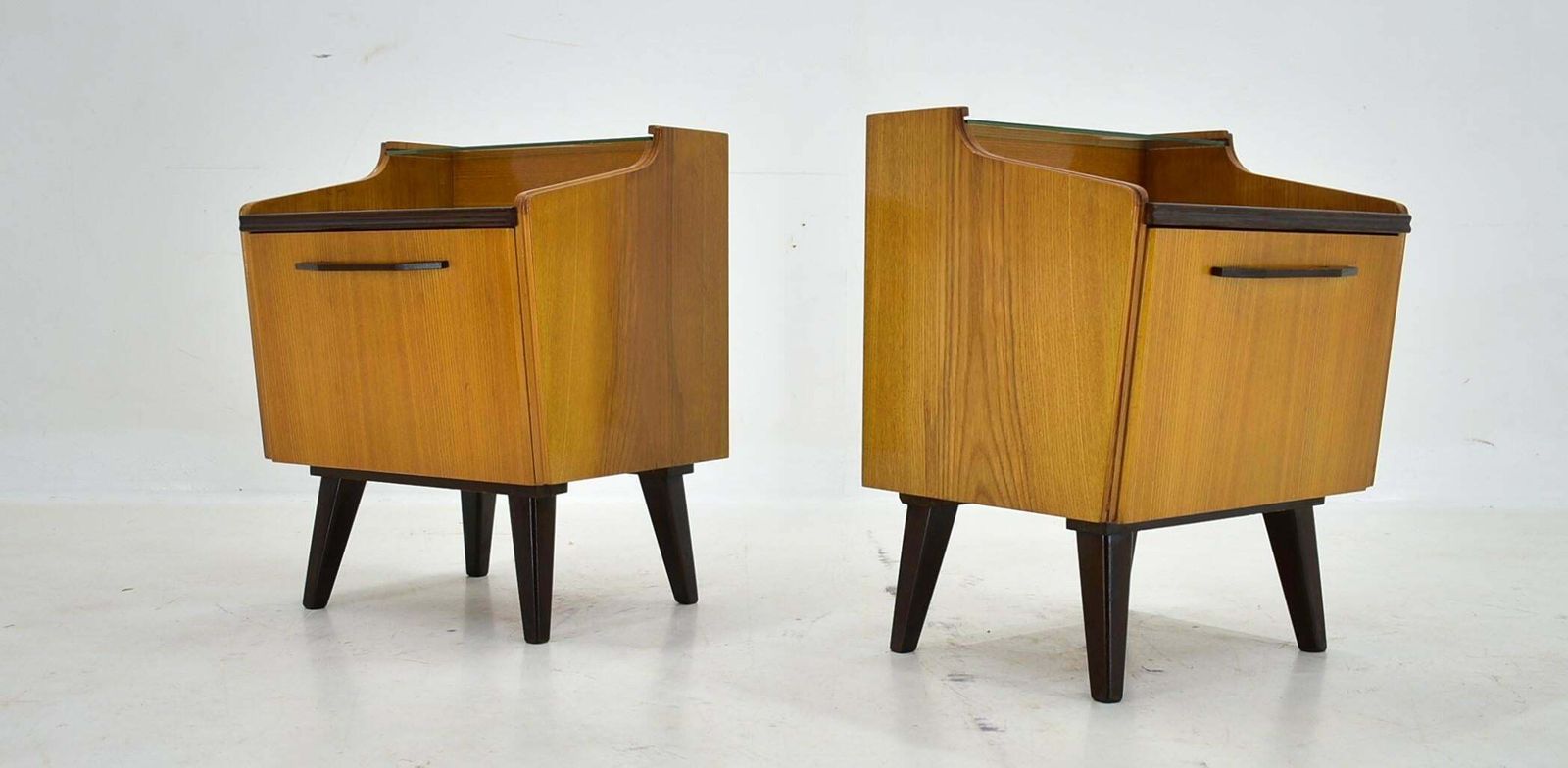 1960s Pair Of Midcentury Bedside Tables By Mojmir Požár, Czechoslovakia photo for sale