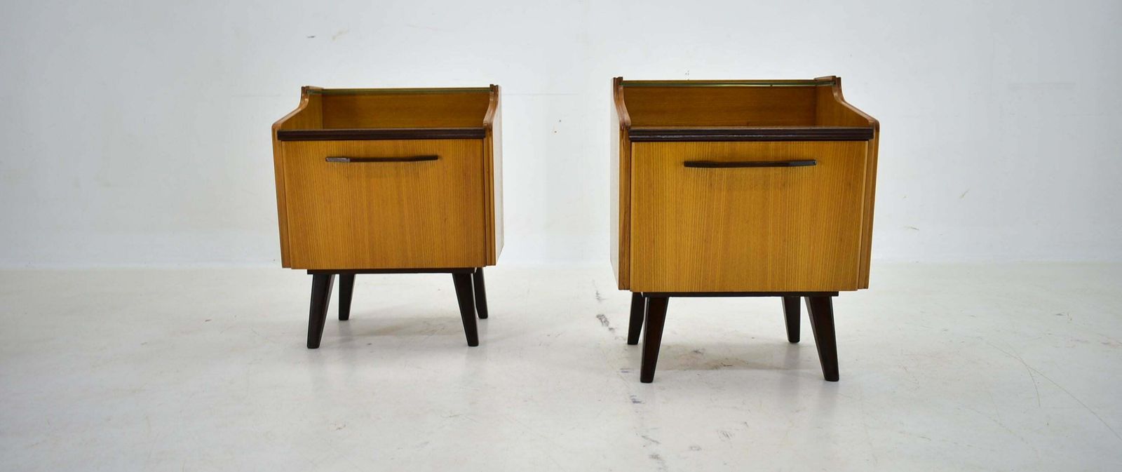 photo for sale 1960s Pair Of Midcentury Bedside Tables By Mojmir Požár, Czechoslovakia