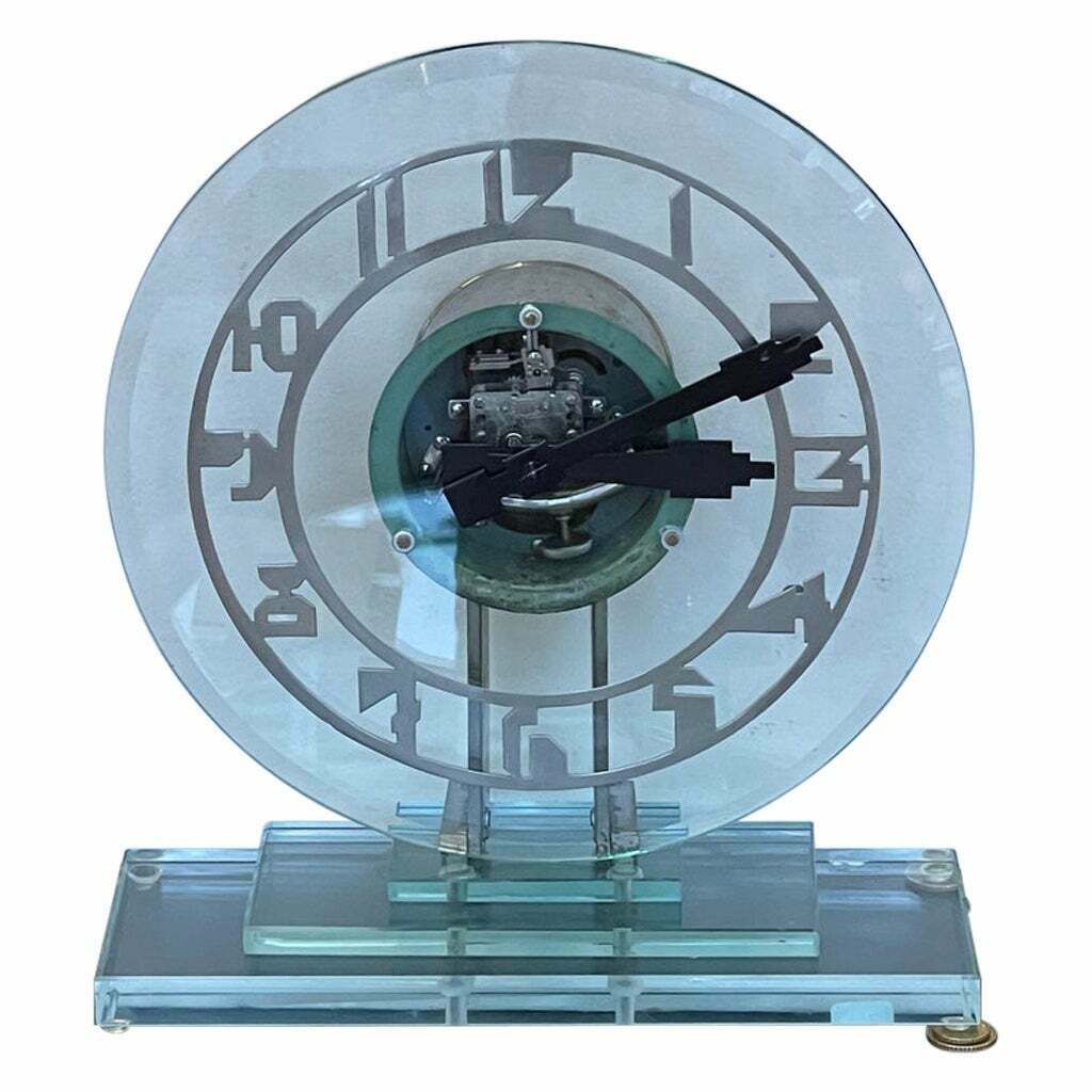 Beautiful Ato Glass Transparent Electric Pendulum, Art Deco, France, Circa 1930