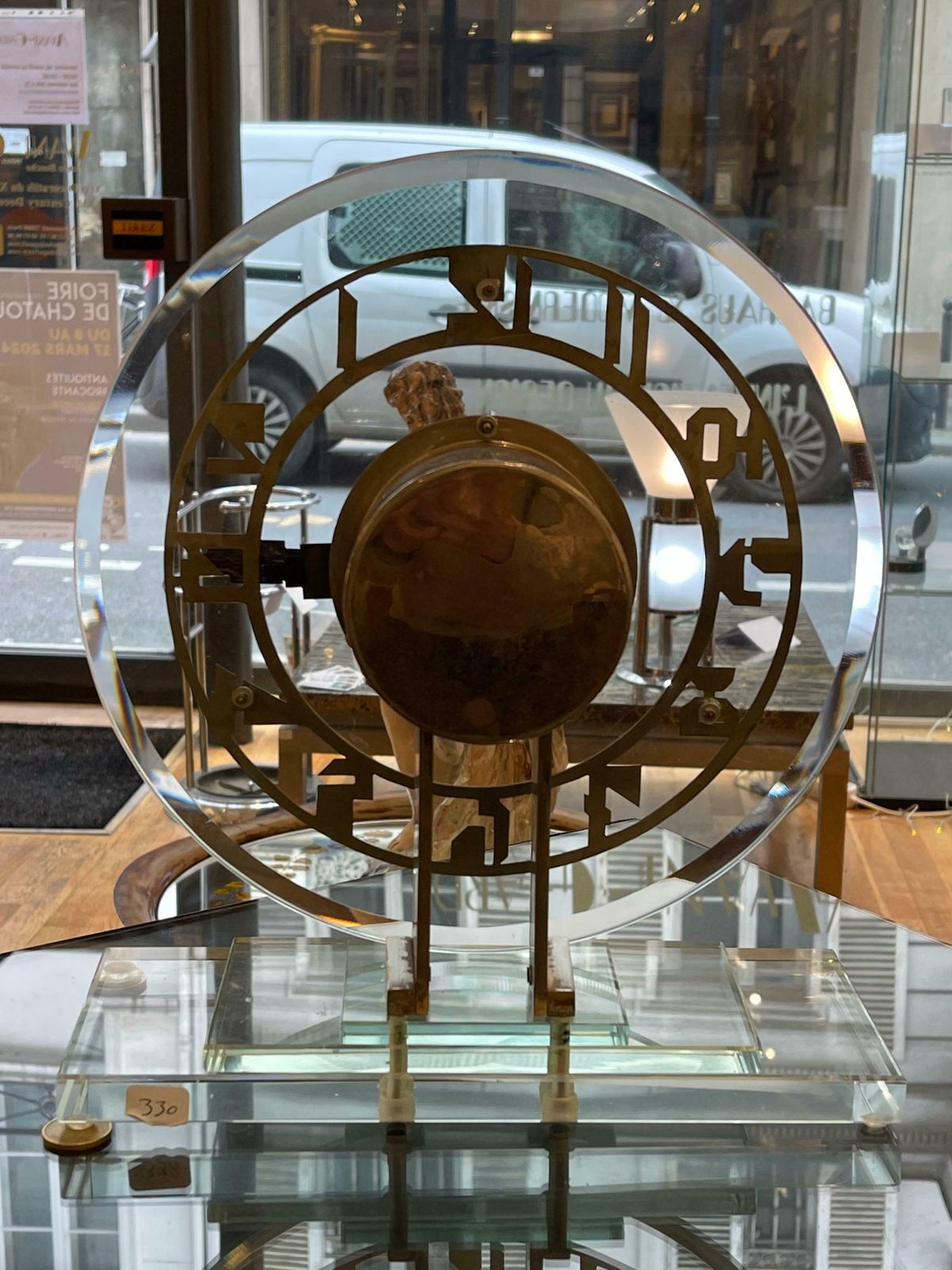 photo for sale Beautiful Ato Glass Transparent Electric Pendulum, Art Deco, France, Circa 1930