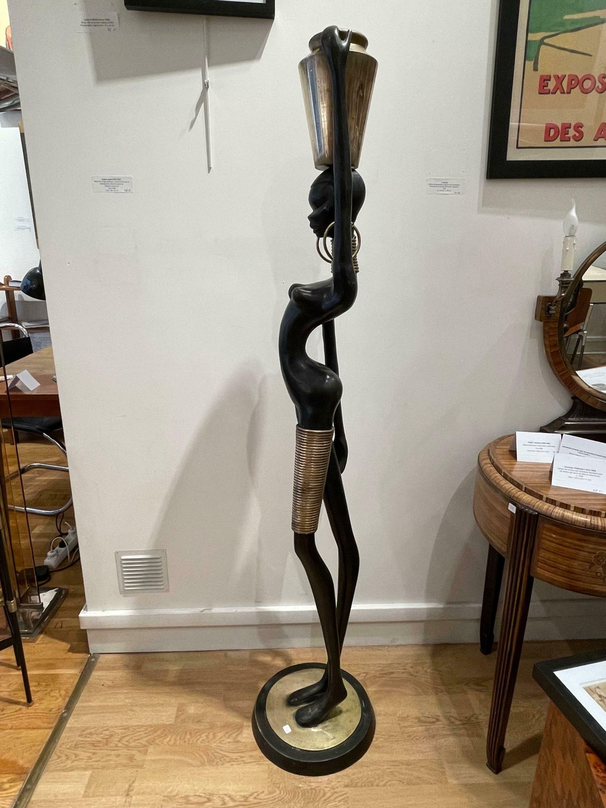 Bronze Figurine Of A Woman Carrying Water, In The Style Of Hagenauer photo vinterior