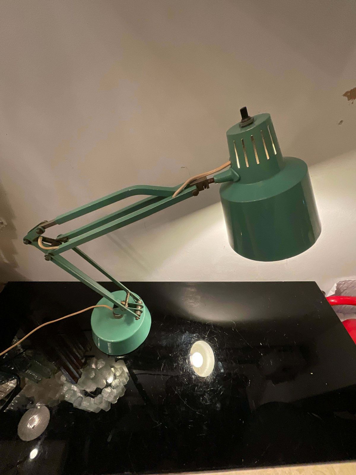 Stilux   1950s Industrial Table Lamp   Green Enameled Metal photo furniture
