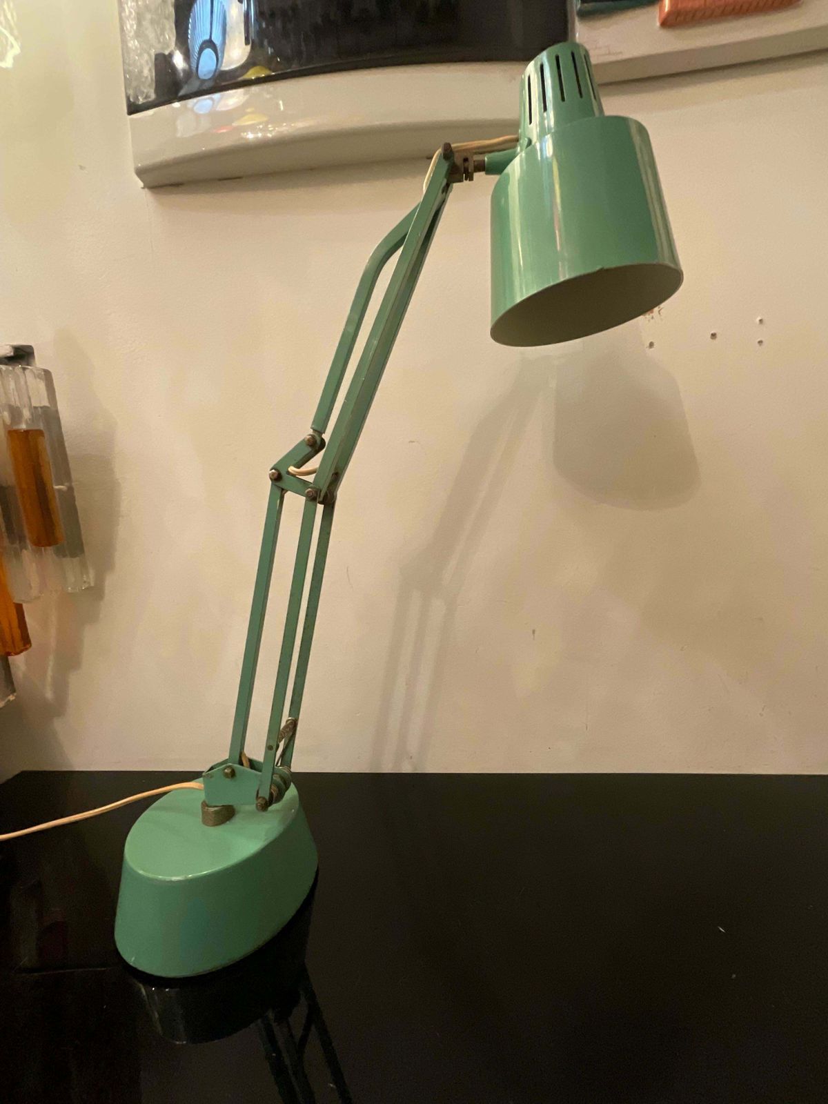 photo for sale Stilux   1950s Industrial Table Lamp   Green Enameled Metal