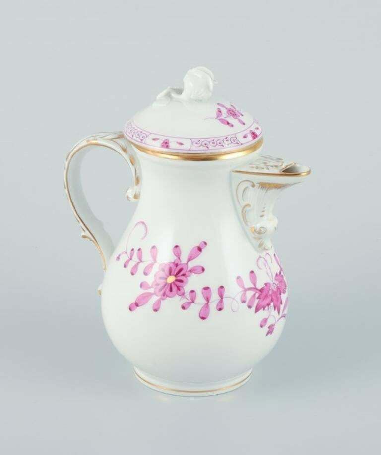 Meissen, Germany, Pink Indian. Porcelain Mocha (Demitasse) Pot. photo furniture