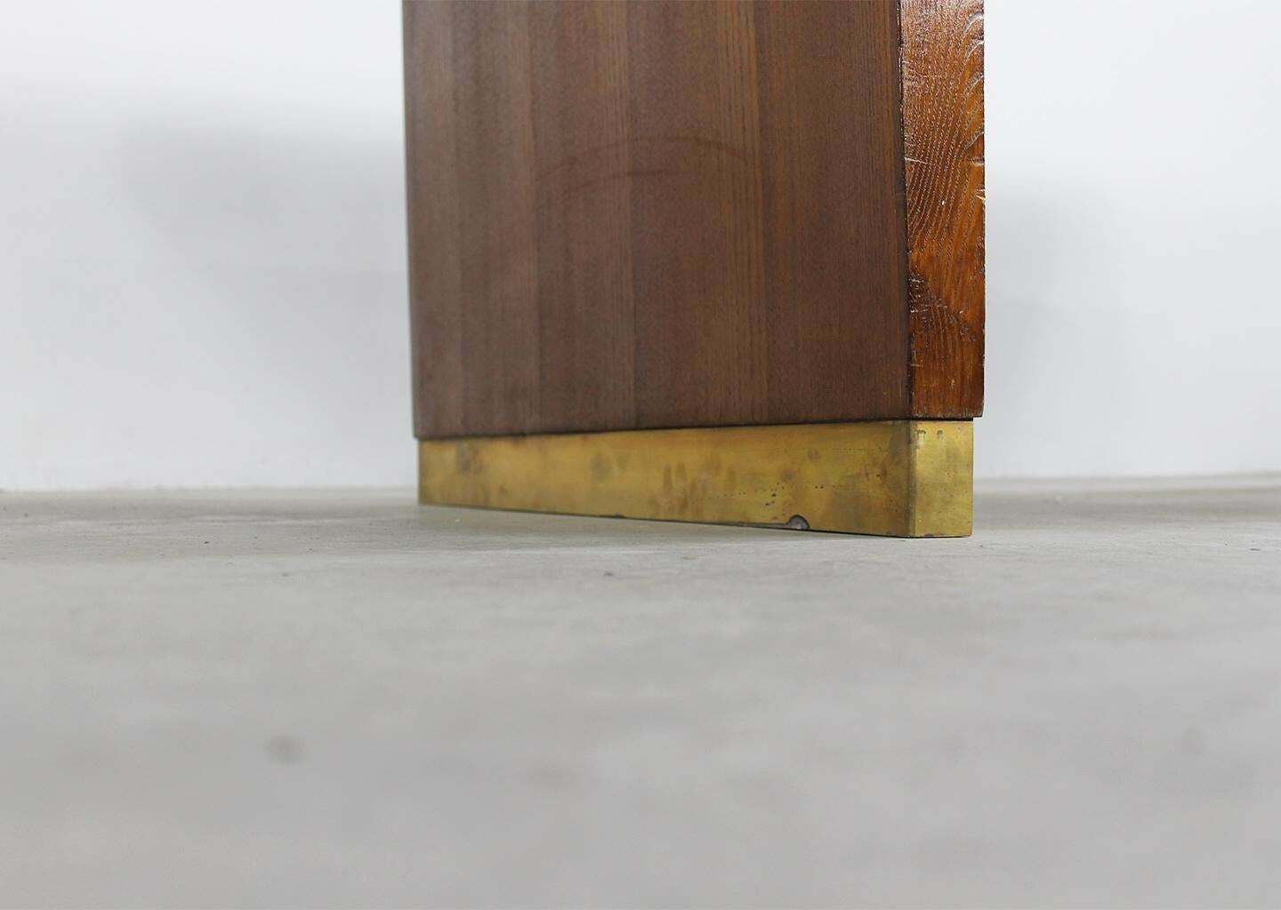 Furniture Gio Ponti Table In Oak Brass And Red Laminate Italian Manifacture 1950s photo