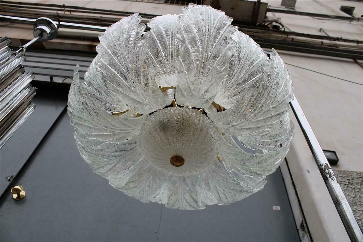 photo for sale Round Italian Flowered Chandelier From The 70s In Murano Glass. Brass Parts With Golden Plate