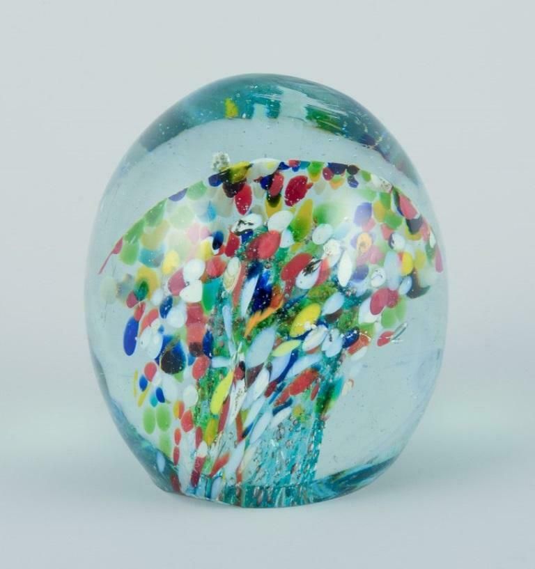 Scandinavian Glass Artist. Set Of Three Paperweights In Art Glass. Flower Motifs photo furniture