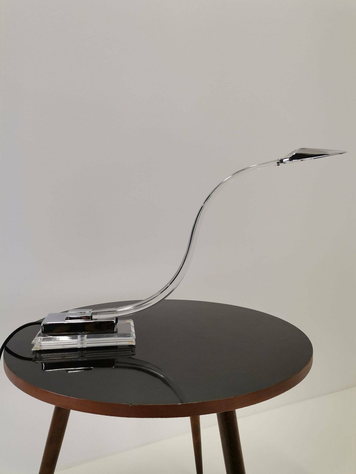 photo furniture Modernist Serpent Table Lamp / Acrylic And Chrome Cobra Desk Lamp / 70s Italian Design Snake Lamp