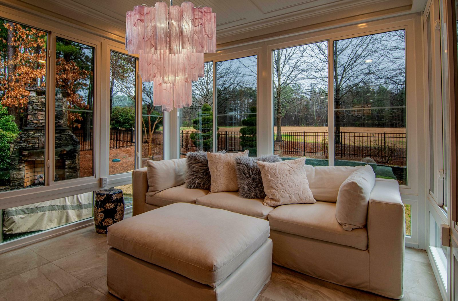 Pair Murano Glass Chandeliers, Pink Alabaster photo for sale