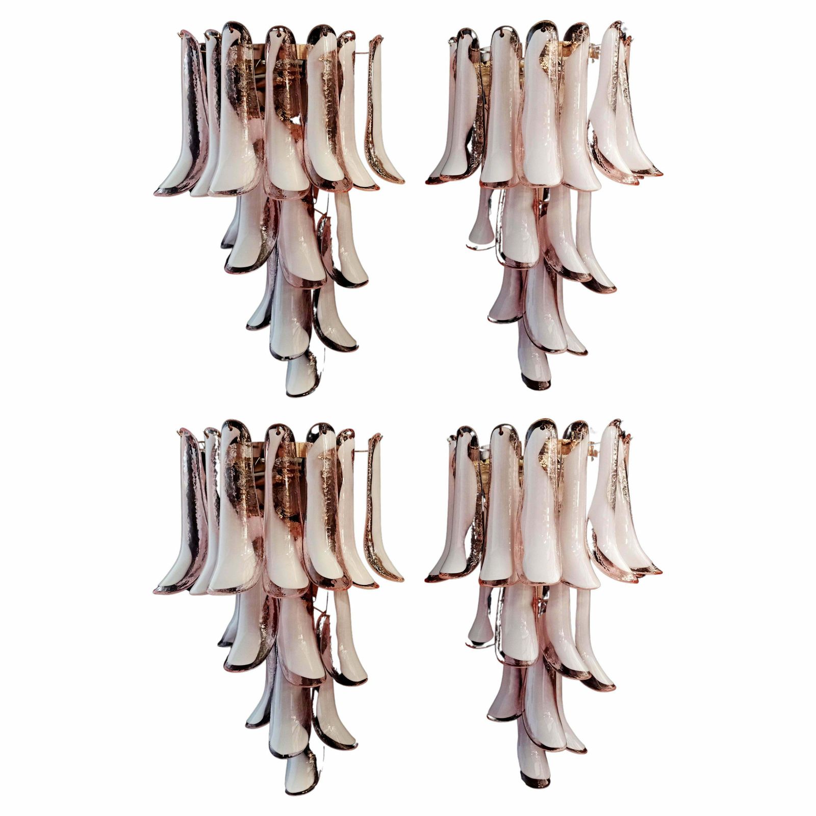 Midcentury Trio Of Italian Pink Wall Sconces, Murano, 1990s photo furniture