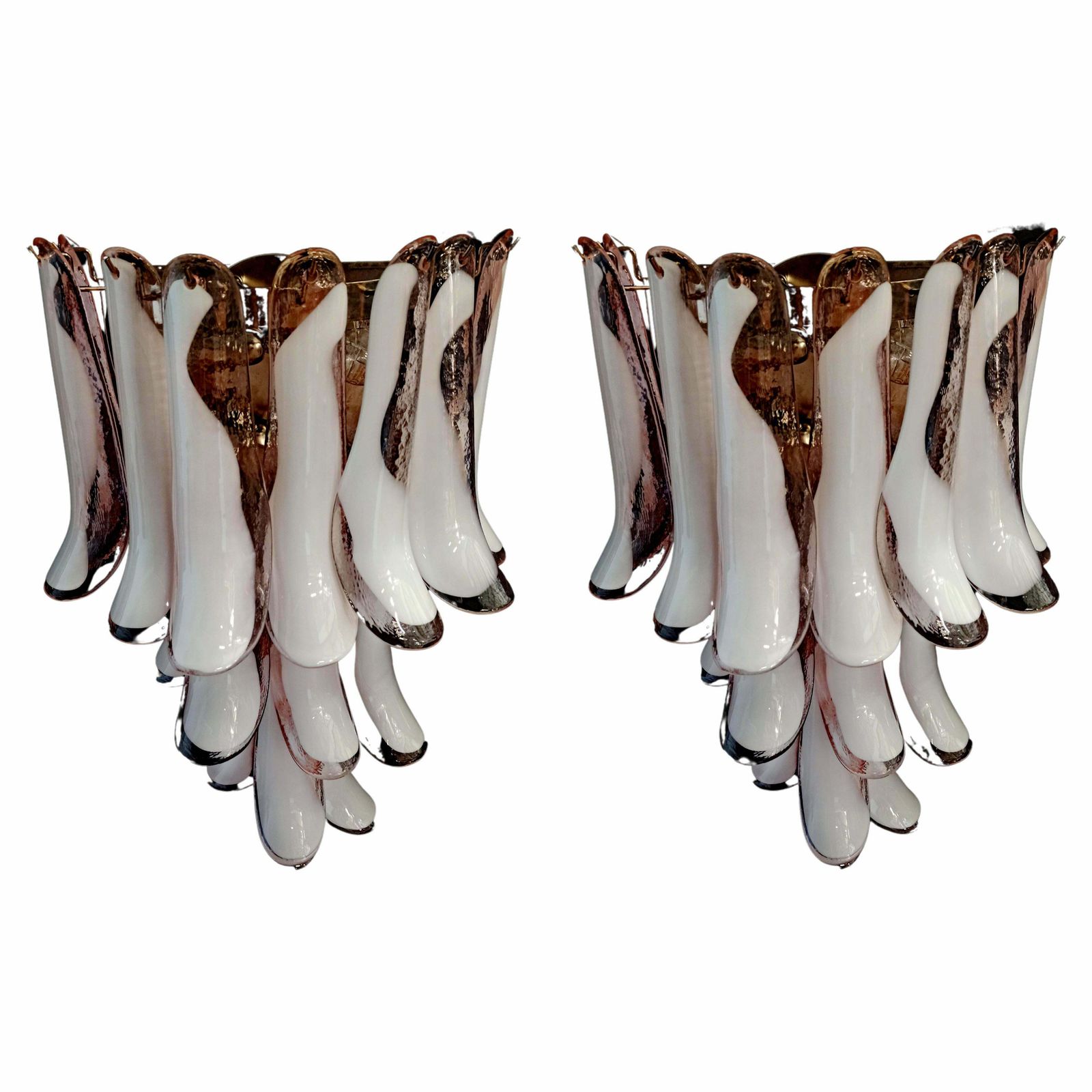 Midcentury Trio Of Italian Pink Wall Sconces, Murano, 1990s photo Lighting