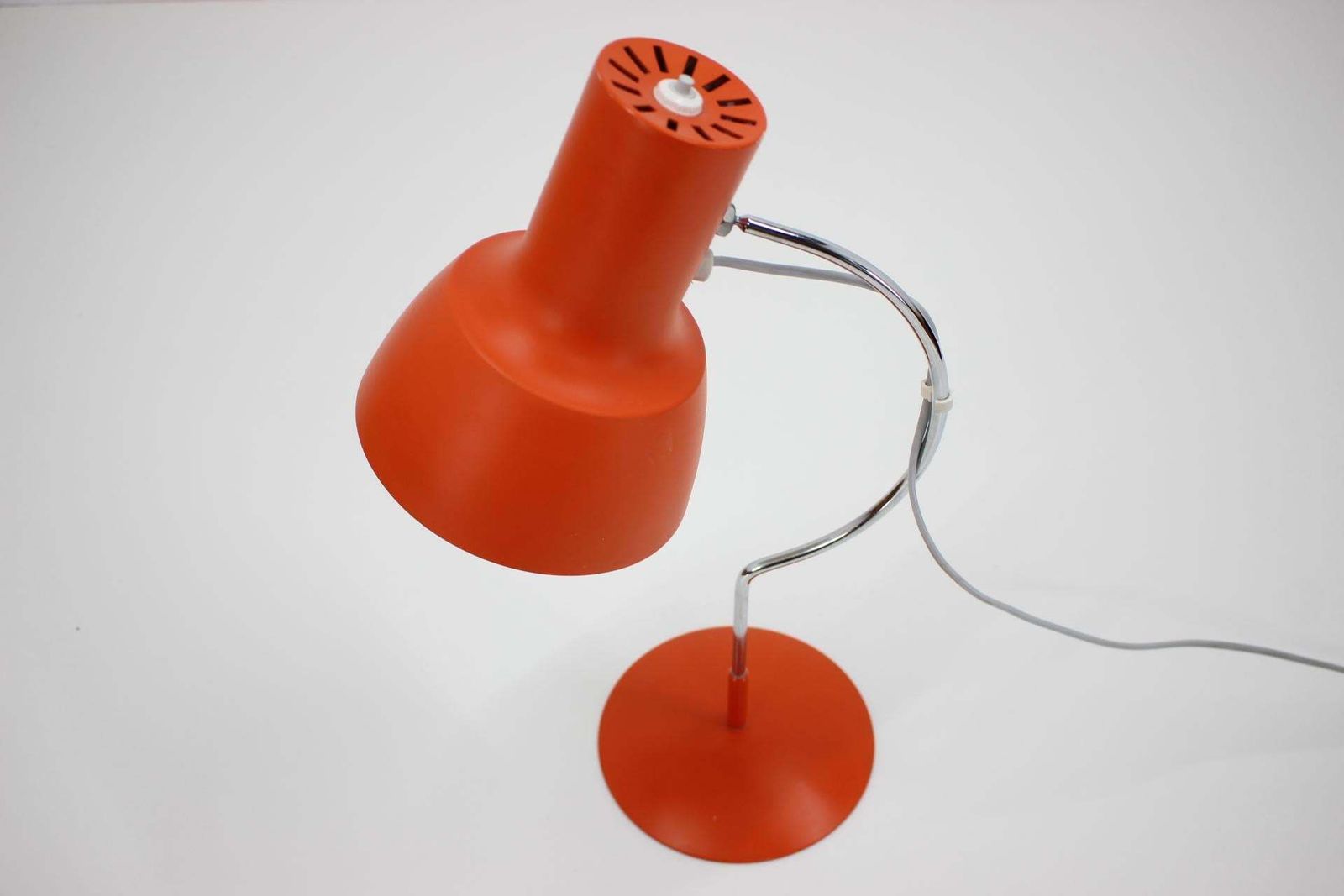 1960s Pair Of Josef Hurka Orange Red Desk Lamps, Czechoslovakia photo furniture