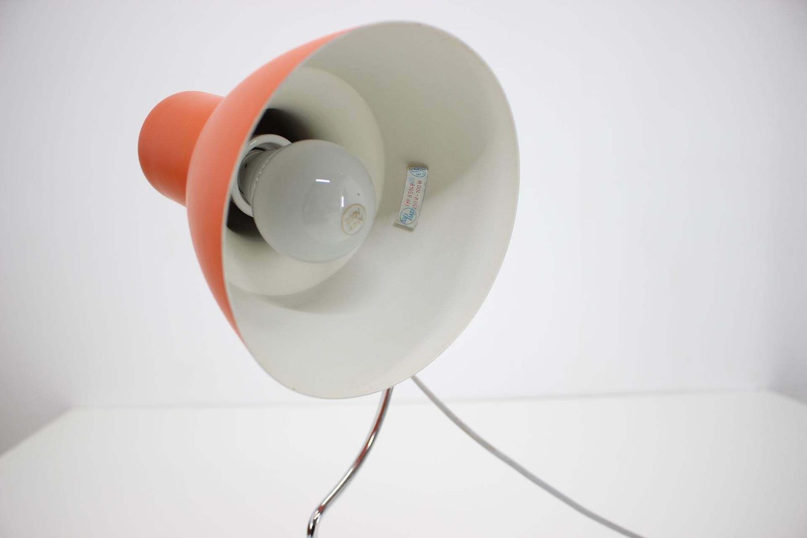 1960s Pair Of Josef Hurka Orange Red Desk Lamps, Czechoslovakia photo Lighting