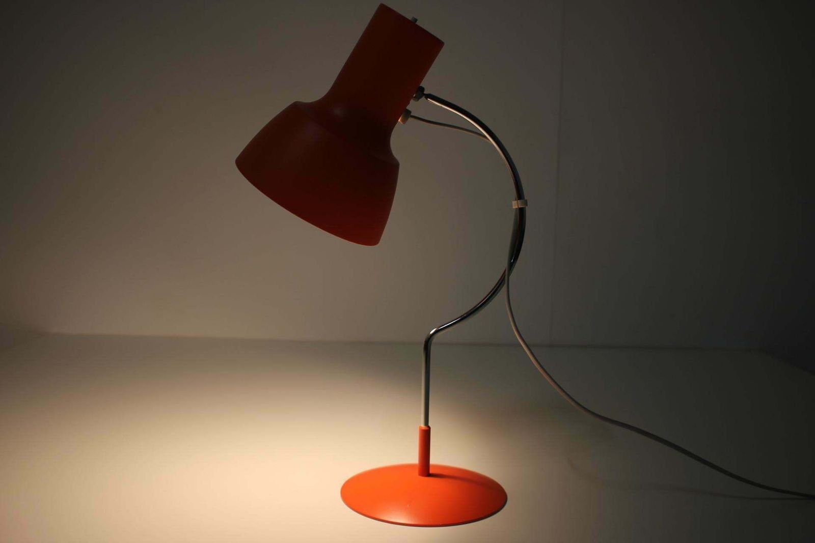 1960s Pair Of Josef Hurka Orange Red Desk Lamps, Czechoslovakia photo 486.0