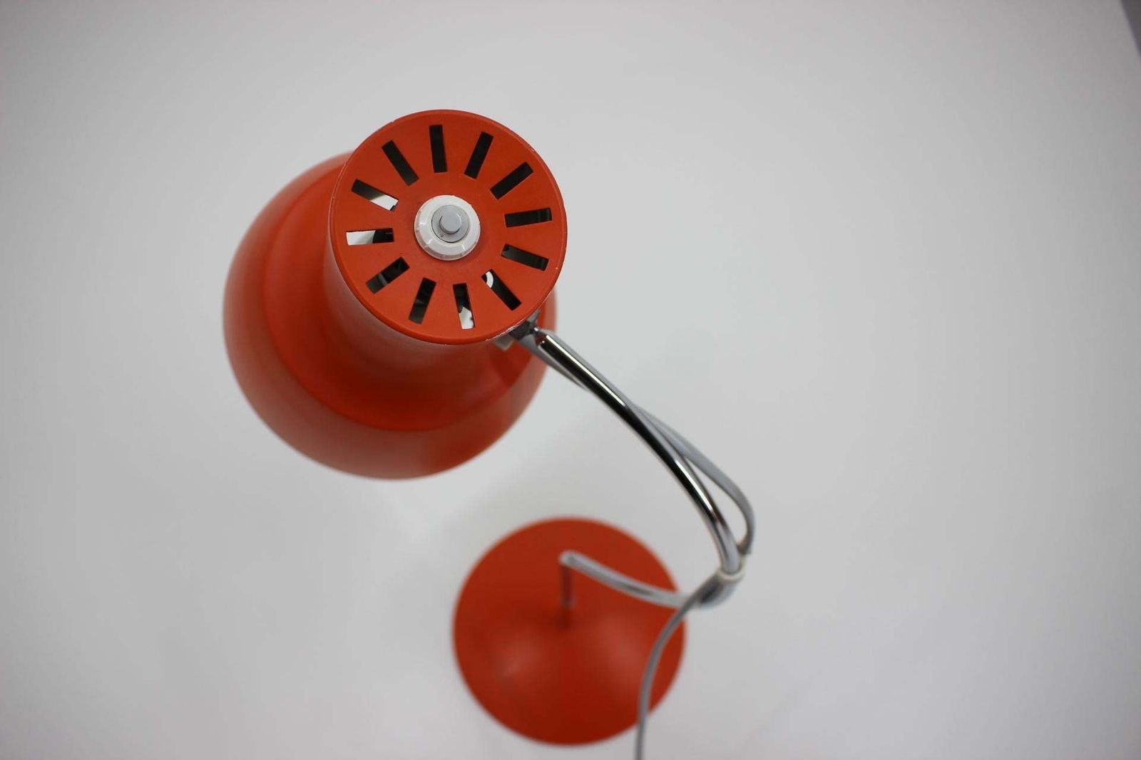 1960s Pair Of Josef Hurka Orange Red Desk Lamps, Czechoslovakia photo vinterior