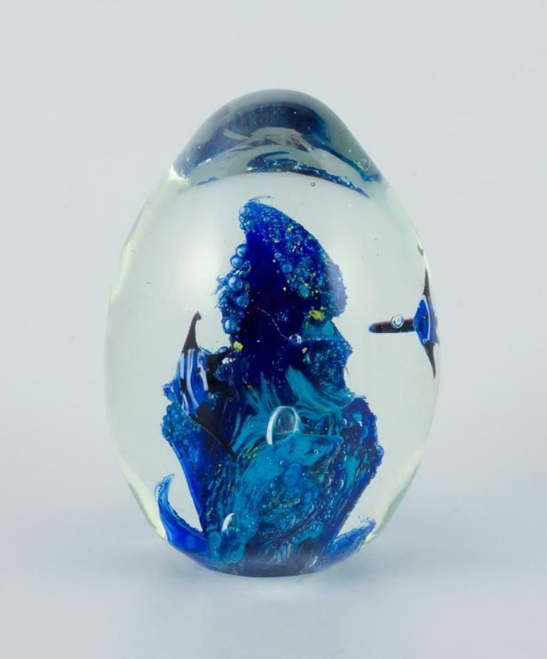 Scandinavian Glass Artist. Three Paperweights In Art Glass. Flower Motifs. photo buy