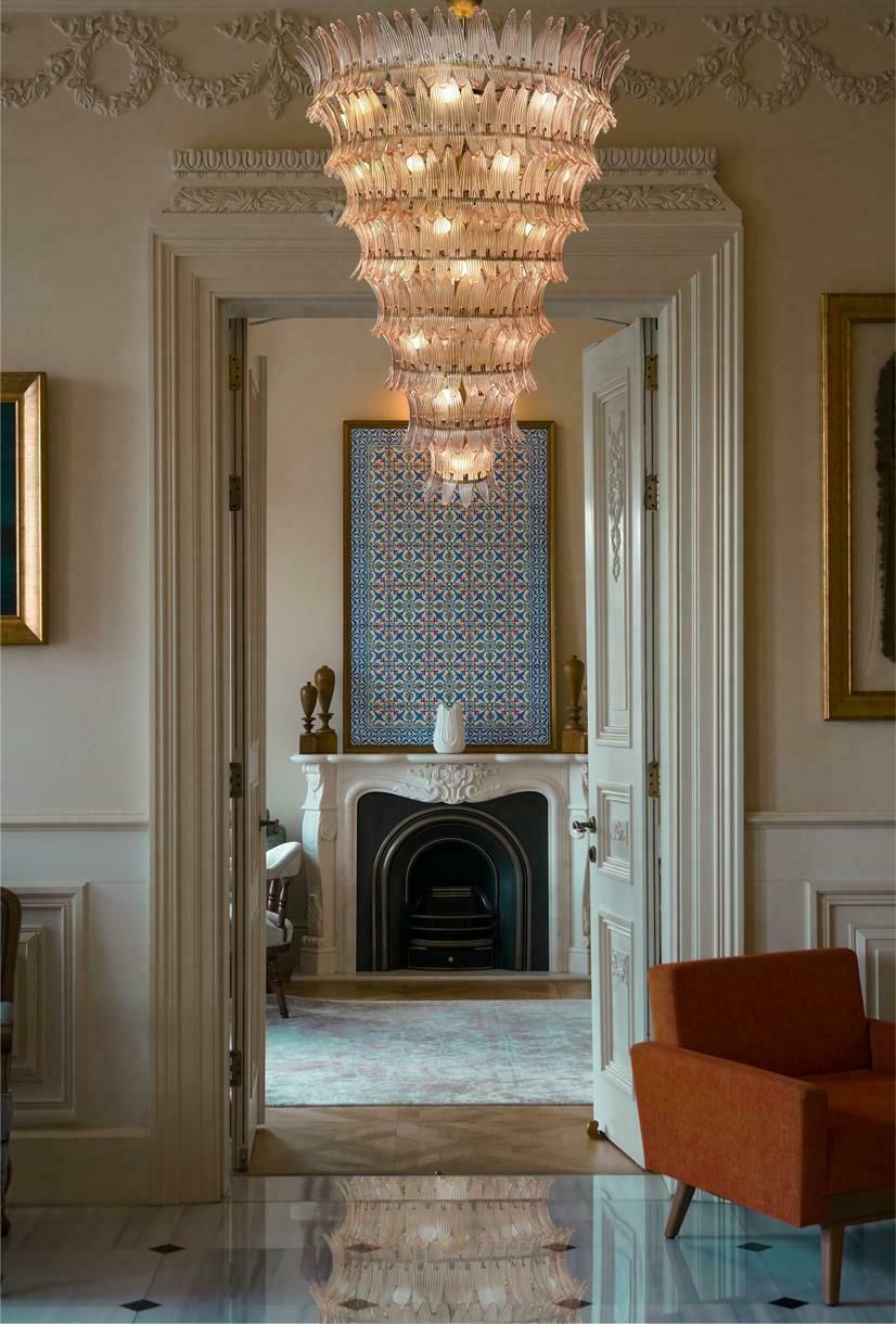 Lighting Giant Royal Pink Palmette Chandelier, Murano photo